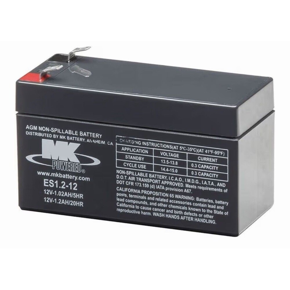 MK 12 Volt Battery, Maintenance-Free Rechargeable Sealed Lead-Acid ES1.2-12